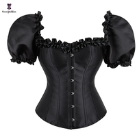 Corset gothique en Satin de soie pour femme, haut court, Corset sans bretelles, Bustier Sexy à la mode avec 6 Busk