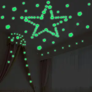 News Luminous 3 Size Stars Fluorescent Wall Sticker Glowing In The Dark Wall Mural Home Decor For Living Room Bedroom Wallpaper