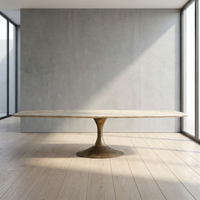 Table à manger rectangulaire moderne en marbre extra large, style luxe américain, prix d'usine