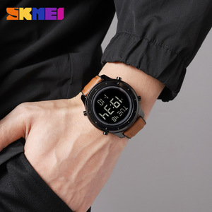 Skmei Digital Watch Men 3Bar Waterproof Electronic Sport Watch Leather Strap Outdoor Casual Timepiece - Product Image 4