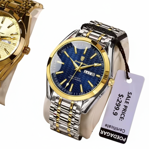 Montre Homme Luxe 962 en Acier Inoxydable avec Bracelet en Cuir, Étanche, Affichage Date et Jour, Noir 2025 – Grande Vente - Product Image 1