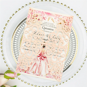 مخصص ليزر قطع نقش حروف استحمام الطفل نباتية لحفلات الزفاف + بطاقة دعوة تصميم فاخر ماريج مع جناح مغلف - Product Image 5