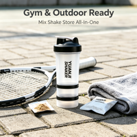 Bouteille de shaker de protéines de sport à 3 couches avec logo personnalisé, sans BPA, en plastique, avec boule de shaker et couvercle à poignée