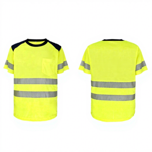 T-shirts haute visibilité pour hommes fabriqués en usine, écologiques, confortables, à séchage rapide, durables, avec bande réfléchissante verte - Product Image 1