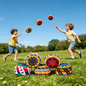 Pelotas de Ganchillo a Rayas Coloridas, Juguete de Tela Suave para Actividades Promocionales, Pelotas de Juego con Lindos Diseños - Product Image 3