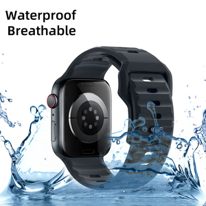 Bracelet de montre connectée respirant en silicone pour <span class=keywords><strong>Apple</strong></span> <span class=keywords><strong>Watch</strong></span> 11 10 9 8 7 6 5 4 3 2 1 Ultra 2 3, impression personnalisée du logo, OEM ODM - Product Image 3