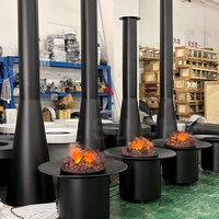 Cheminée suspendue d'intérieur moderne MEISU.CH 900 mm, sans fumée, au charbon/bois électronique rotatif pour hôtels