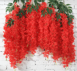 Flores Artificiales de <span class=keywords><strong>Glicina</strong></span> Baratas, Enredadera Blanca Colgante, Glicinia de 110 cm, Decoración para el Hogar, Jardín, Bodas, Navidad, Pascua, Fiestas y Actividades - Product Image 4