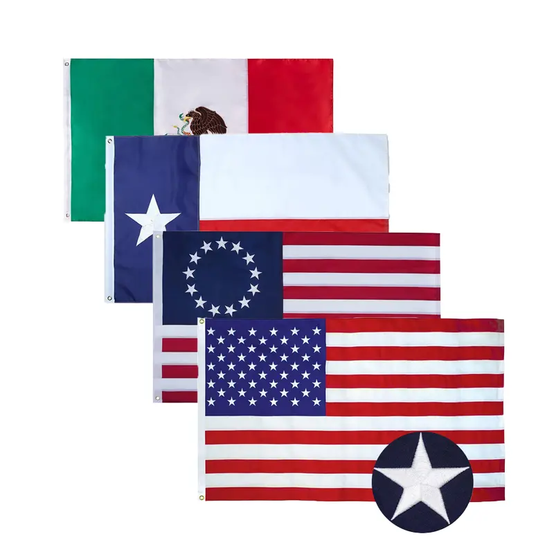 बाहर 3x5ft झंडा 90x150cm ऑक्सफोर्ड डीलक्स कशीदाकारी सितारे ड्यूटी टिकाऊ झंडे अमेरिकी राज्य झंडा