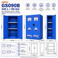 Armoire de stockage pour produits acides et alcalins faibles 340L 90 Gallons en acier bleu à double porte, armoire de sécurité pour laboratoire et entrepôt, approvisionnement B2B