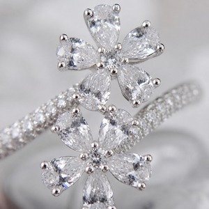 Anello regolabile vintage a forma di goccia con fiore, regalo per donna per l'uso quotidiano o per feste - Product Image 5