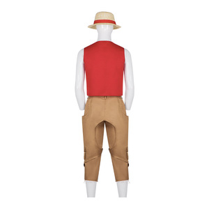 Disfraz de Cosplay de One Piece Luffy, Top Rojo, Sombrero de Paja, Pantalones, Atuendo de Anime - Product Image 4