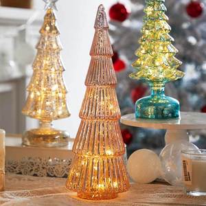Ambient Night Light Glass Christmas Tree Decorative Lighting with Warm White <strong>LEDs</strong> on Desktop - Product Image 5