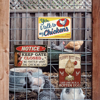 Letreros de Metal con Diseño de Pollo Personalizado, Placas de Metal Vintage con Huevos Divertidos, Decoración de Animales de Granja