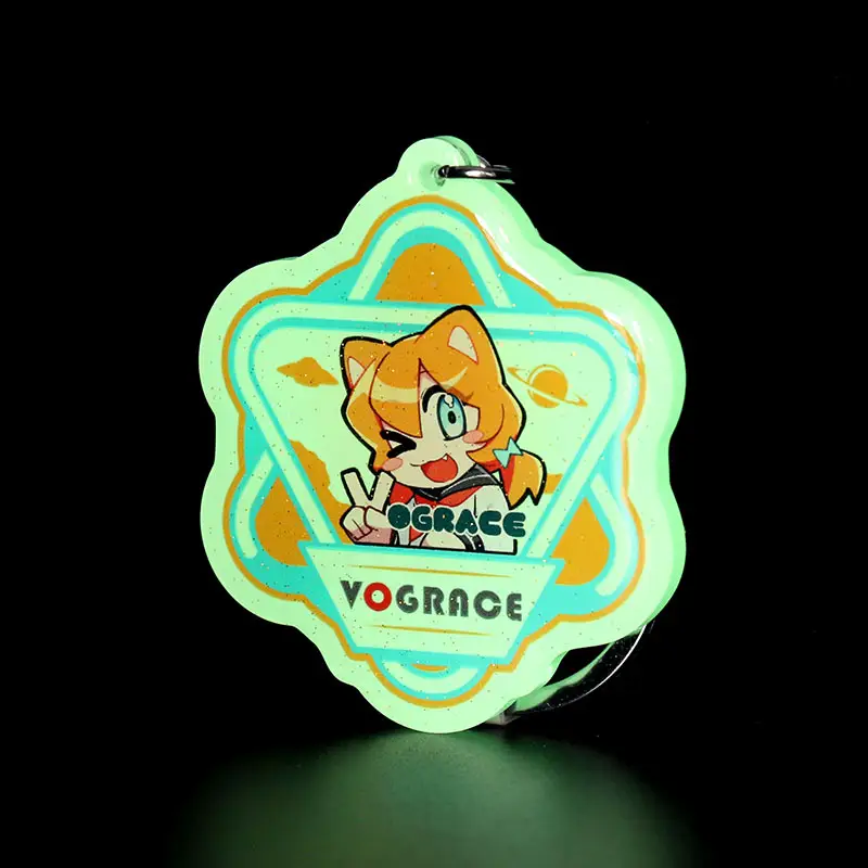 Vograce Groothandel Acryl Sleutelhanger Custom Glow In Dark Adult Sleutelhanger Acryl Charme