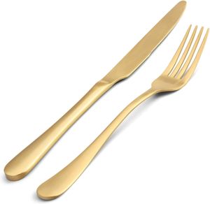 Bulk Golden Cutlery Stainless Steel Gold Service Spoon Fork Knife Silverware Serving Gold Wedding <b>Flatware</b> Set - Product Image 3