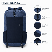 Sac de sport multi-couches pour l'extérieur 45L, résistant à l'abrasion, respirant, sans cadre, à enroulement, pour la randonnée, pour hommes et femmes