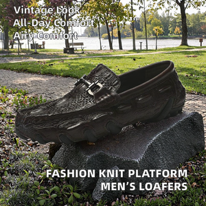 Nouvelle tendance de la mode, mocassins respirants pour hommes, <span class=keywords><strong>plateforme</strong></span> en tricot plat, personnalisables - Product Image 2