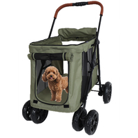 Transporteur de voyage portable pour poussette de chien pliable léger avec fenêtre en maille de panier de rangement pour petits animaux moyens