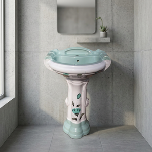 Sterling Coloured Ceramic Pedestal Basin with Rear Drain for Floor Standing Bathrooms - Product Image 2