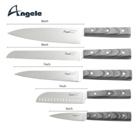 Nouveauté Angele A143 Ensemble de 5 couteaux en acier inoxydable avec revêtement de la poignée, design ambidextre, lame 502 HRC, certifié LFGB