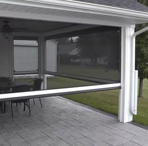 Store banne motorisé moderne WiFi en tissu rétractable pour extérieur, avec système Zip Track et protection <span class=keywords><strong>solaire</strong></span>, pour gazebo, porche et patio - Product Image 1