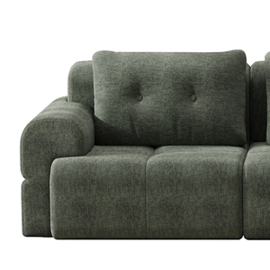 Sofá seccional modular de 3 plazas en tela chenilla verde oliva, sofá en forma de L con chaise longue curvada para sala de estar - Product Image 5