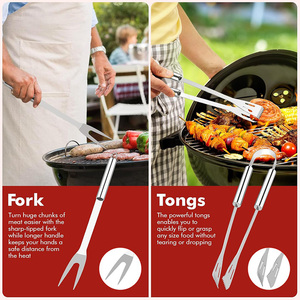 Accesorios para Asar a la Parrilla, Juego de 15 Utensilios de Acero Inoxidable con Bolsa de Transporte, Kit de Parrilla para Acampar al Aire Libre - Product Image 4