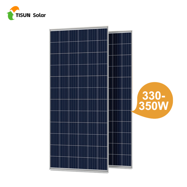 Polycrystalline Solar Panels Tisun 330W-350W 18.04% Efficiency 30-Year Warranty Low Iron Tempered Glass Anodized Aluminium Alloy