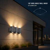 Applique murale extérieure moderne LED 10W étanche IP65 en aluminium moulé sous pression, éclairage haut et bas pour villa de luxe et façade de jardin