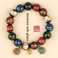 Tempel-Räucherstäbchen-Asche Wolfram-Gebetsperlen-Armband Unisex Retro-Stil Goldschluckende Bestie Tierkreis-Amulett Glücksbringer