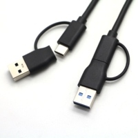 Cable de Datos y Alimentación USB3.0 USB-A a Tipo-C 2 en 1 de Alta Velocidad con Núcleo de Cobre Puro y Revestimiento de PVC para Carga Rápida y Uso con Computadora