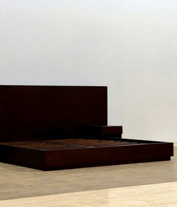 Modern <b>Wooden</b> <b>Bed</b> <b>Frame</b> Brown Panel <b>Platform</b> <b>Bed</b> with Side Shelves <b>Wooden</b> Bedroom Furniture Custom Size - Product Image 6