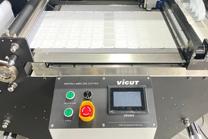 VR320X roll to roll digital label die cutter 4 heads label cutting machine with knife cutting cold <b>laminate</b> label cutter - Product Image 5