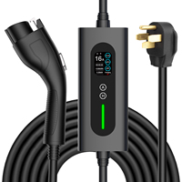 Station de recharge portable pour véhicules électriques 32A 7kW avec écran LED, chargeur noir, station portable