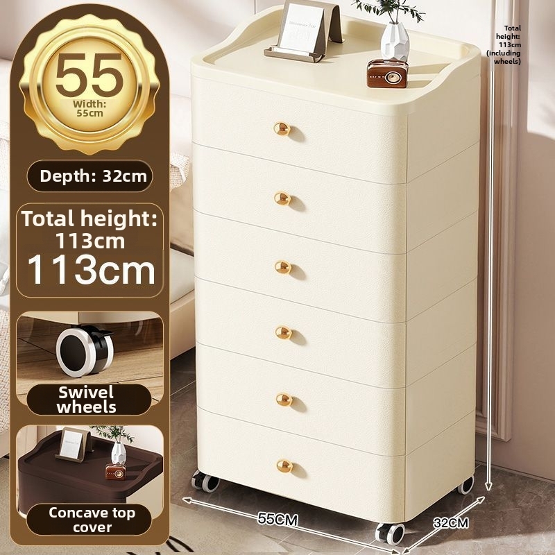 55-sided wide drawer cabinet 6 layers-milk white