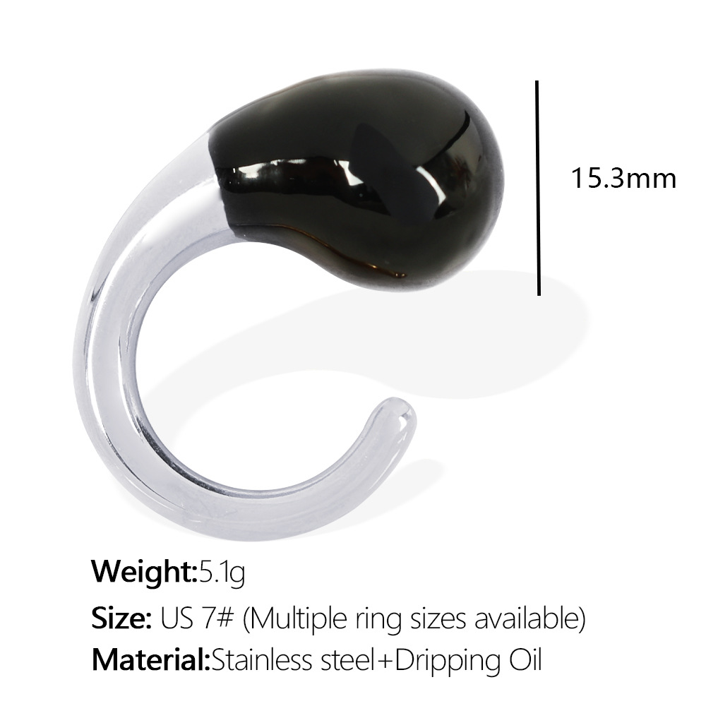 Bague en argent époxy noir JZ46 taille US 7