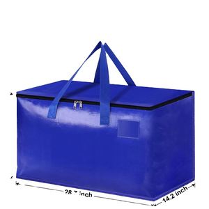 Sacs de déménagement HomeHacks, robustes, avec fermetures éclair et poignées résistantes, pliables, capacité de rangement de 93 L, lot de 2, bleu - Product Image 1