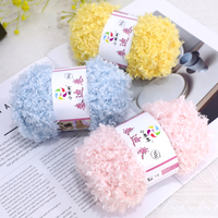 Benang Rajut Teddy Curly Wool Blended 50G Buatan Tangan DIY untuk Syal, Sepatu Rajut, Topi, Mainan Boneka, 100% Poliester, Benang Bulu Berwarna