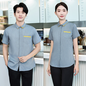 Nueva Llegada, Camiseta Polo con Logotipo Personalizado, Uniforme de Camarero de Restaurante, Camisa de Camarero Unisex para Hotel, Mangas Ajustadas - Product Image 2