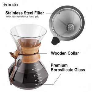 Cafetière à Verser Emode en Forme de Diamant Tout-en-Un avec Filtre, <span class=keywords><strong>Carafe</strong></span> à Café en Verre Borosilicate de 20 oz (600 ml) - Product Image 5