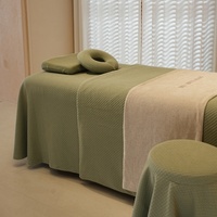 Housse de table de massage personnalisée verte à motif pied-de-poule, ensemble de draps de luxe pour table de massage