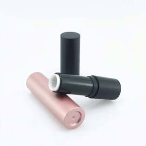 Round <b>Black</b> Empty Eco-friendly Metal Magnetic <b>Lipstick</b> Tube Packaging - Product Image 1