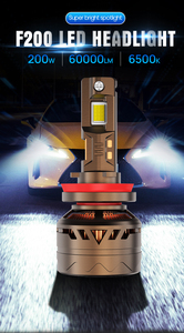 Xenplus Factory - Faro Delantero LED para Automóvil F200, Alta Potencia 400w 60000lm H1 H7 H11 880 D1S, Bombilla LED H4 para Automóvil - Product Image 2