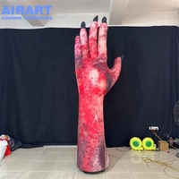 Grande main de démon gonflable sanglante pour décoration extérieure d'Halloween, accessoire de main de zombie gonflable effrayant pour parc et jardin
