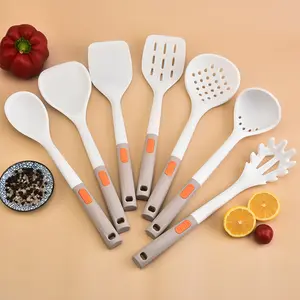 OEM Silicone Handle Kitchenware 7 in 1Set Cooking Spatula Utensil Nonstick cookware handle silicone kitchen cooking utensils set