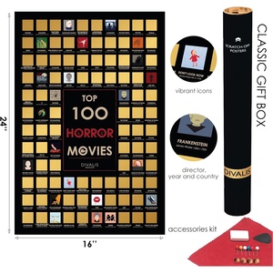 Top 100 <span class=keywords><strong>films</strong></span> <span class=keywords><strong>d</strong></span>'<span class=keywords><strong>horreur</strong></span> gratter affiche avec des icônes colorées et des outils à gratter pour film <span class=keywords><strong>d</strong></span>éfi cadeau personnalisé divers thème - Product Image 3