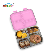 Aohea Vente en gros Personnalisé 304 Boîte à nourriture bento pour adultes étanche et scellée Boîte à lunch Tiffin pour enfants en acier inoxydable à 4 compartiments