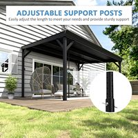 Pergola murale 10x14 pieds avec toit rigide en aluminium incliné, auvent extérieur pour terrasse, écran noir imperméable, design moderne