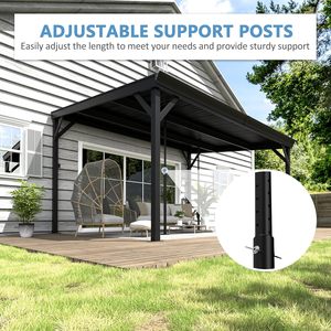 Pergola murale à toit rigide 10x14 pieds, abri de jardin inclinable avec toit en aluminium, auvent extérieur pour patio, terrasse, noir - Product Image 5